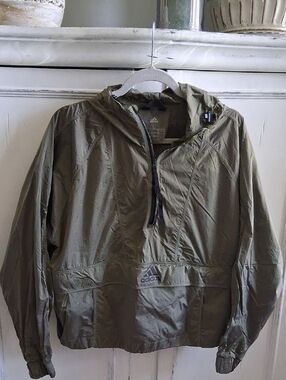 adidas Olive Hooded Windbreaker Pullover